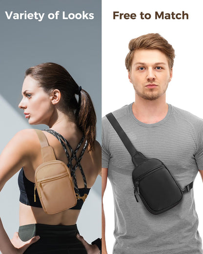Small Sling Bag for Women and Men, Crossbody Bags Trendy Fanny Packs Chest Bag with Extended Strap