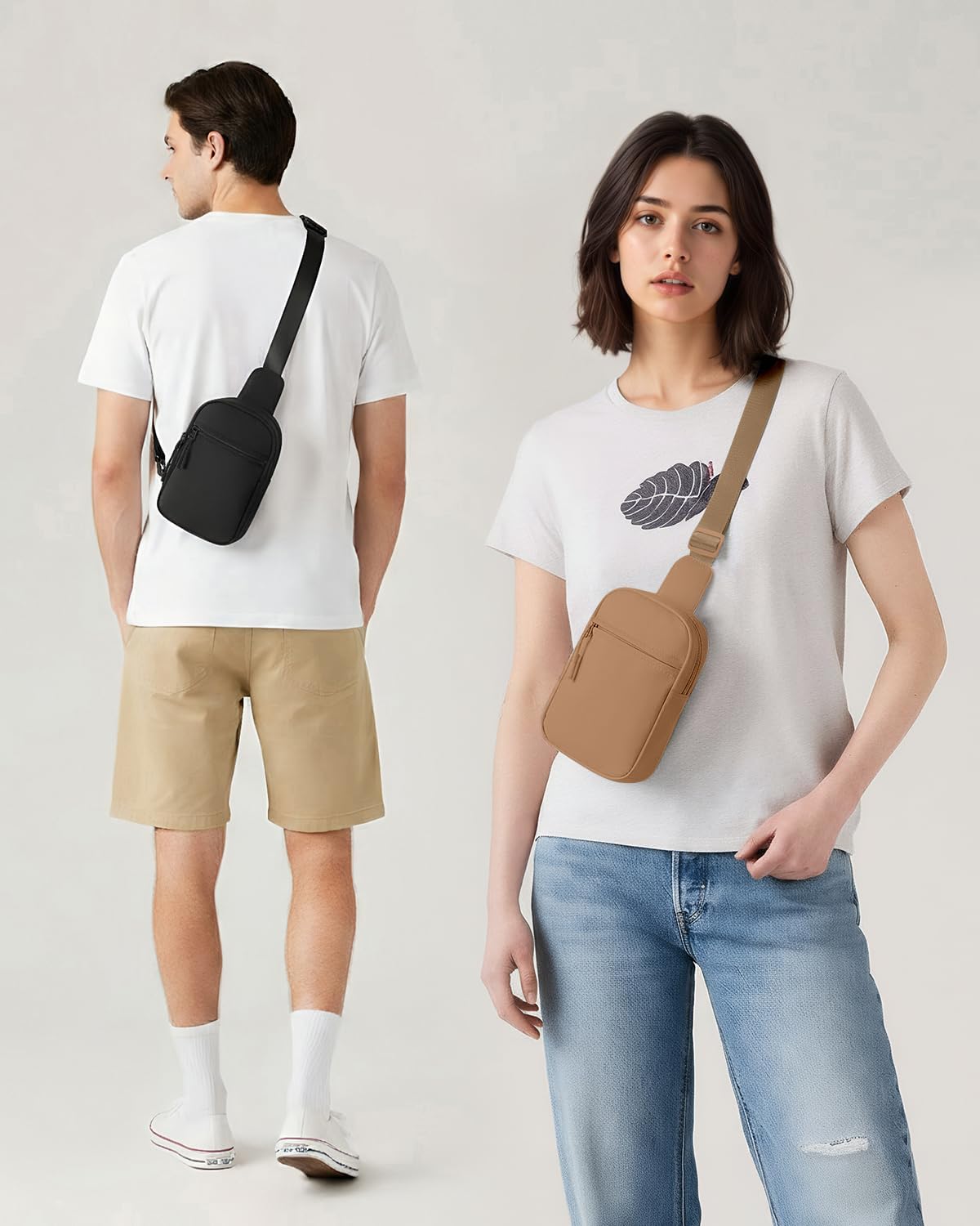 Small Sling Bag for Women and Men, Crossbody Bags Trendy Fanny Packs Chest Bag with Extended Strap