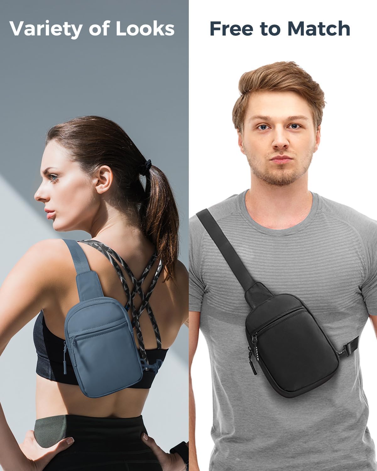 Small Sling Bag for Women and Men, Crossbody Bags Trendy Fanny Packs Chest Bag with Extended Strap