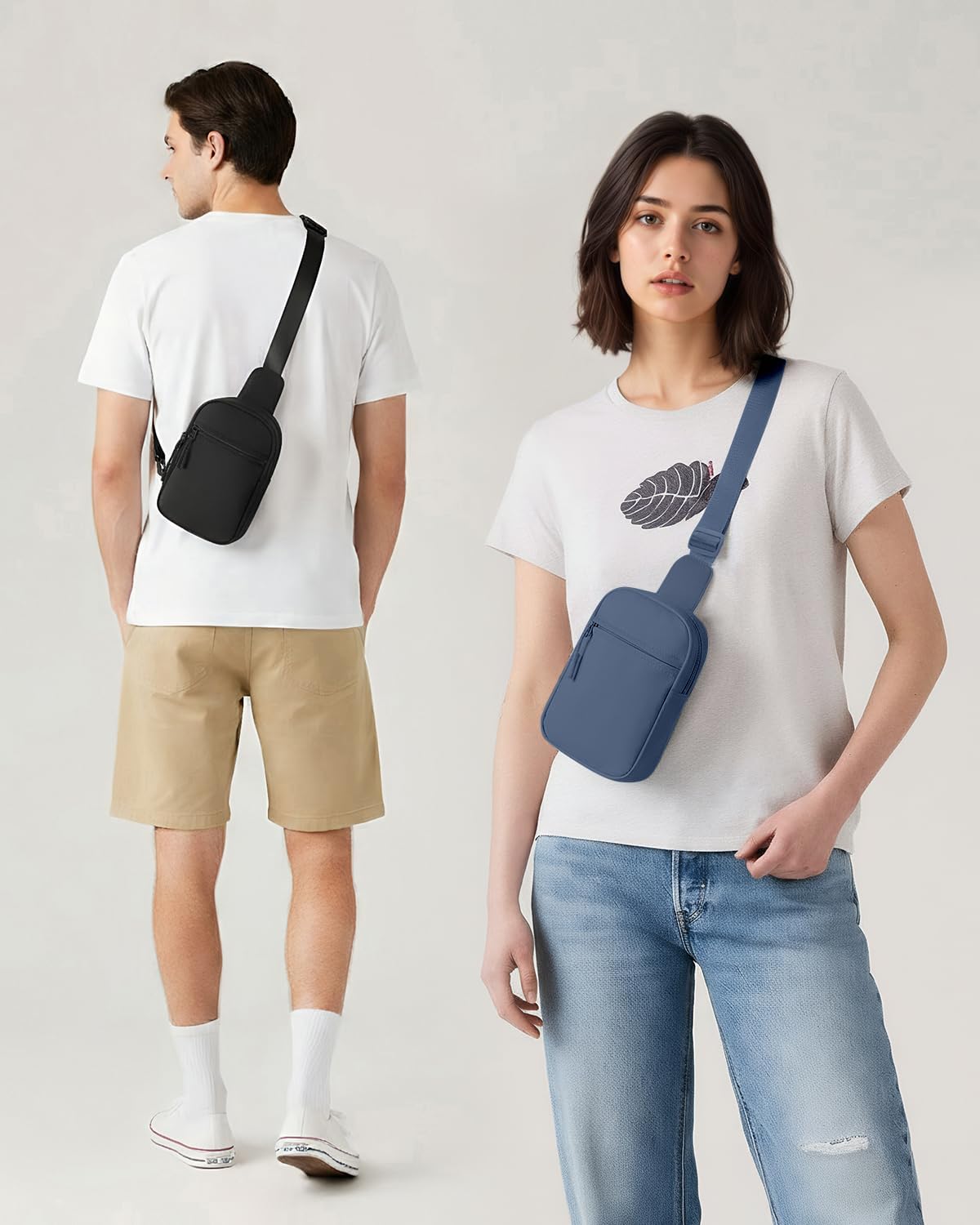 Small Sling Bag for Women and Men, Crossbody Bags Trendy Fanny Packs Chest Bag with Extended Strap