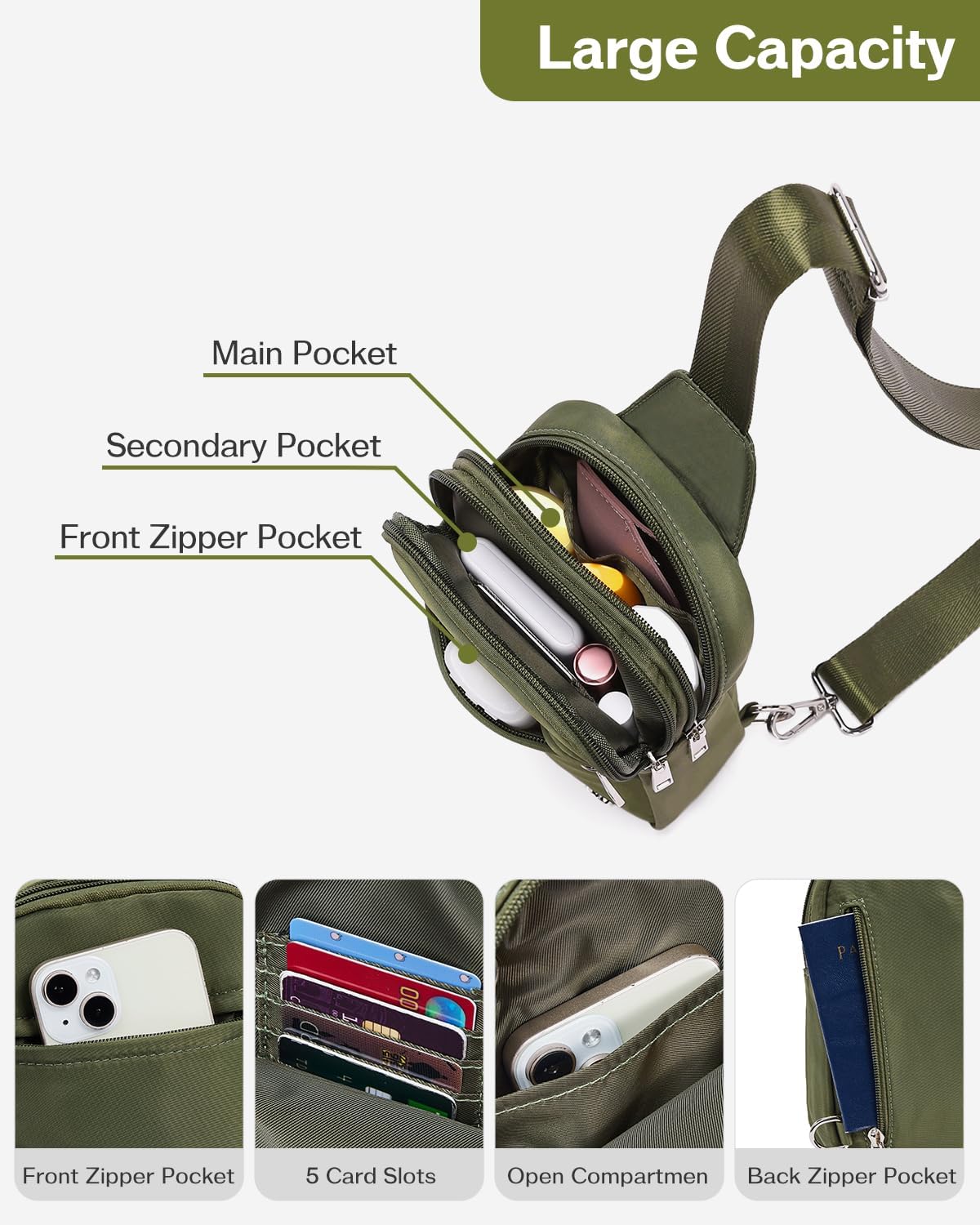 Small Sling Bag for Women and Men, Crossbody Bags Trendy Fanny Packs Chest Bag with Extended Strap