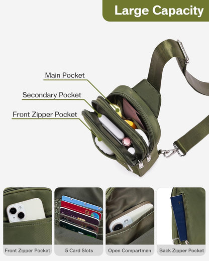 Small Sling Bag for Women and Men, Crossbody Bags Trendy Fanny Packs Chest Bag with Extended Strap