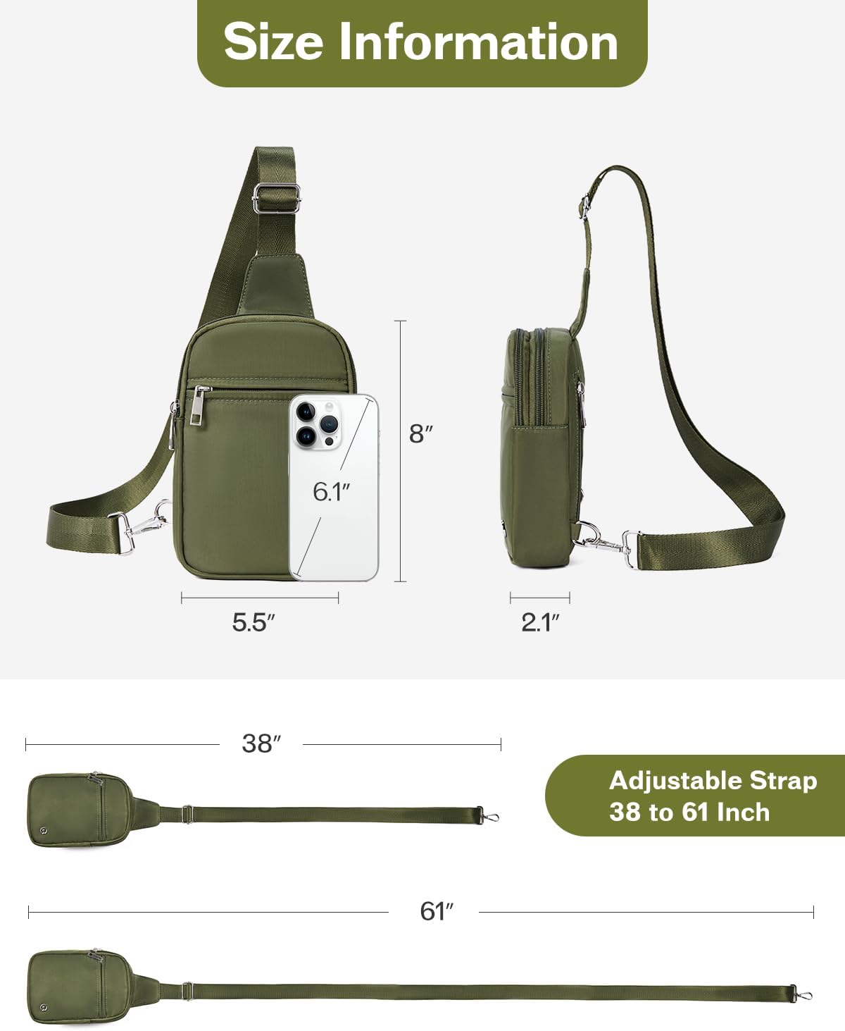 Small Sling Bag for Women and Men, Crossbody Bags Trendy Fanny Packs Chest Bag with Extended Strap
