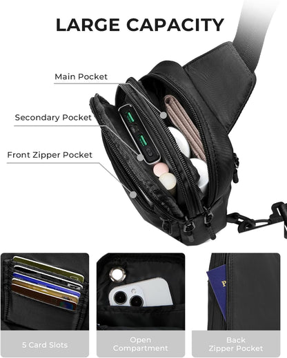 Small Sling Bag for Women and Men, Crossbody Bags Trendy Fanny Packs Chest Bag with Extended Strap