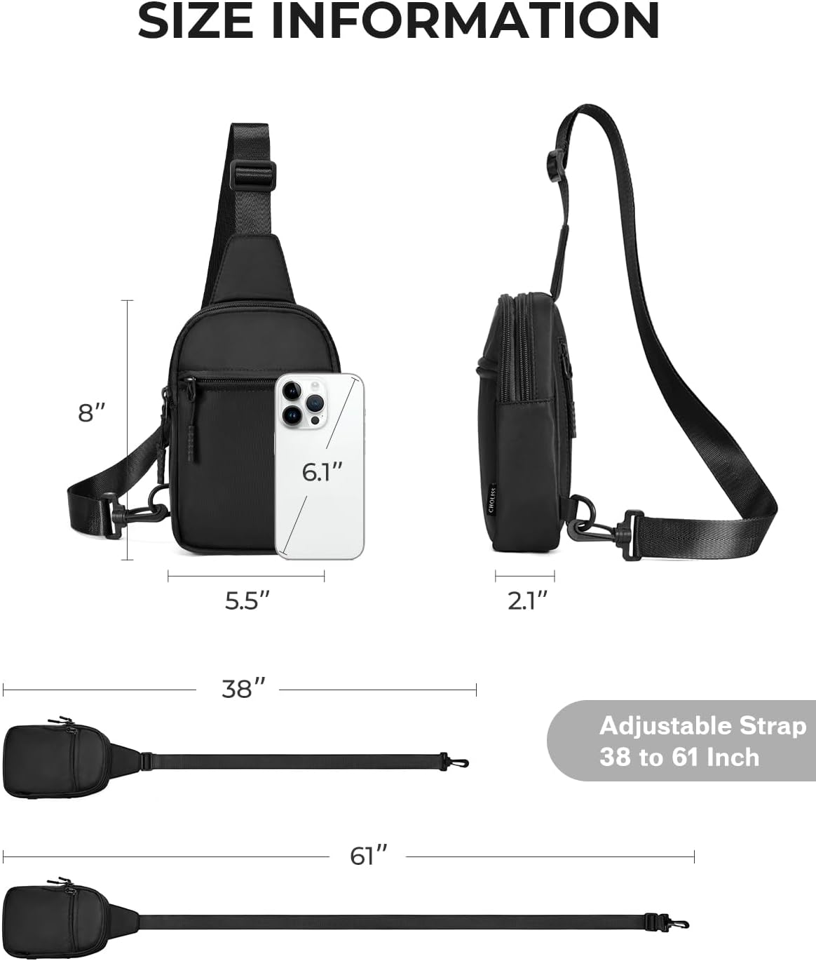 Small Sling Bag for Women and Men, Crossbody Bags Trendy Fanny Packs Chest Bag with Extended Strap