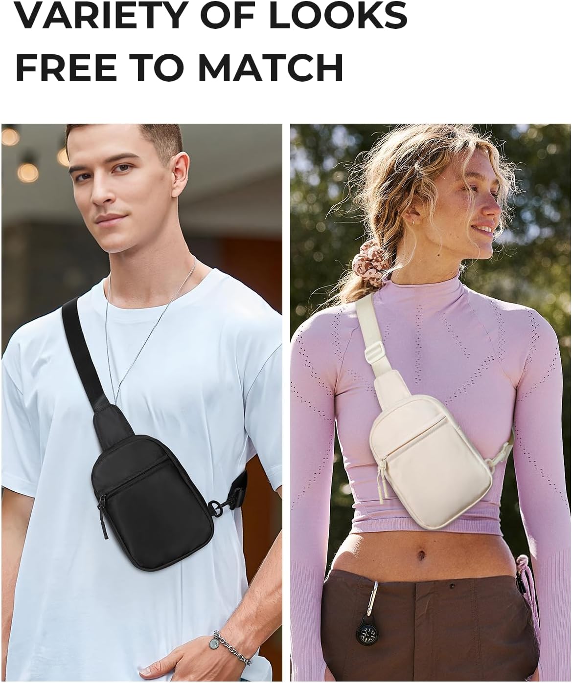 Small Sling Bag for Women and Men, Crossbody Bags Trendy Fanny Packs Chest Bag with Extended Strap