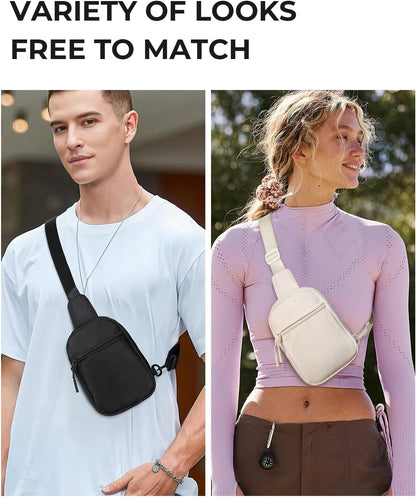 Small Sling Bag for Women and Men, Crossbody Bags Trendy Fanny Packs Chest Bag with Extended Strap
