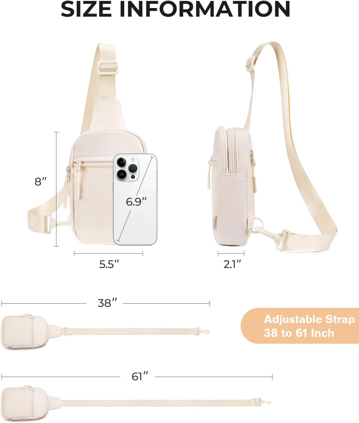 Small Sling Bag for Women and Men, Crossbody Bags Trendy Fanny Packs Chest Bag with Extended Strap