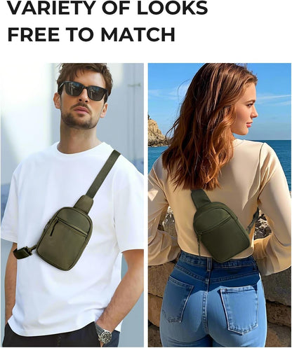 Small Sling Bag for Women and Men, Crossbody Bags Trendy Fanny Packs Chest Bag with Extended Strap