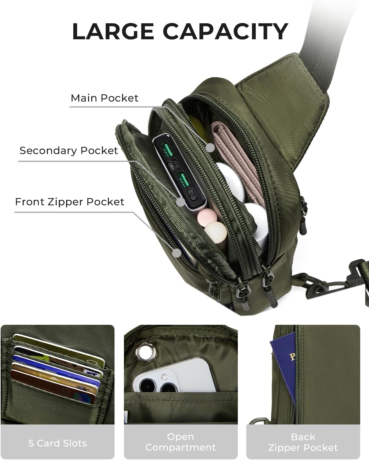 Small Sling Bag for Women and Men, Crossbody Bags Trendy Fanny Packs Chest Bag with Extended Strap