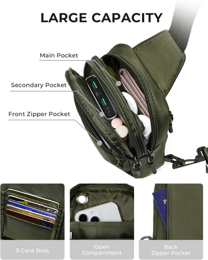 Small Sling Bag for Women and Men, Crossbody Bags Trendy Fanny Packs Chest Bag with Extended Strap