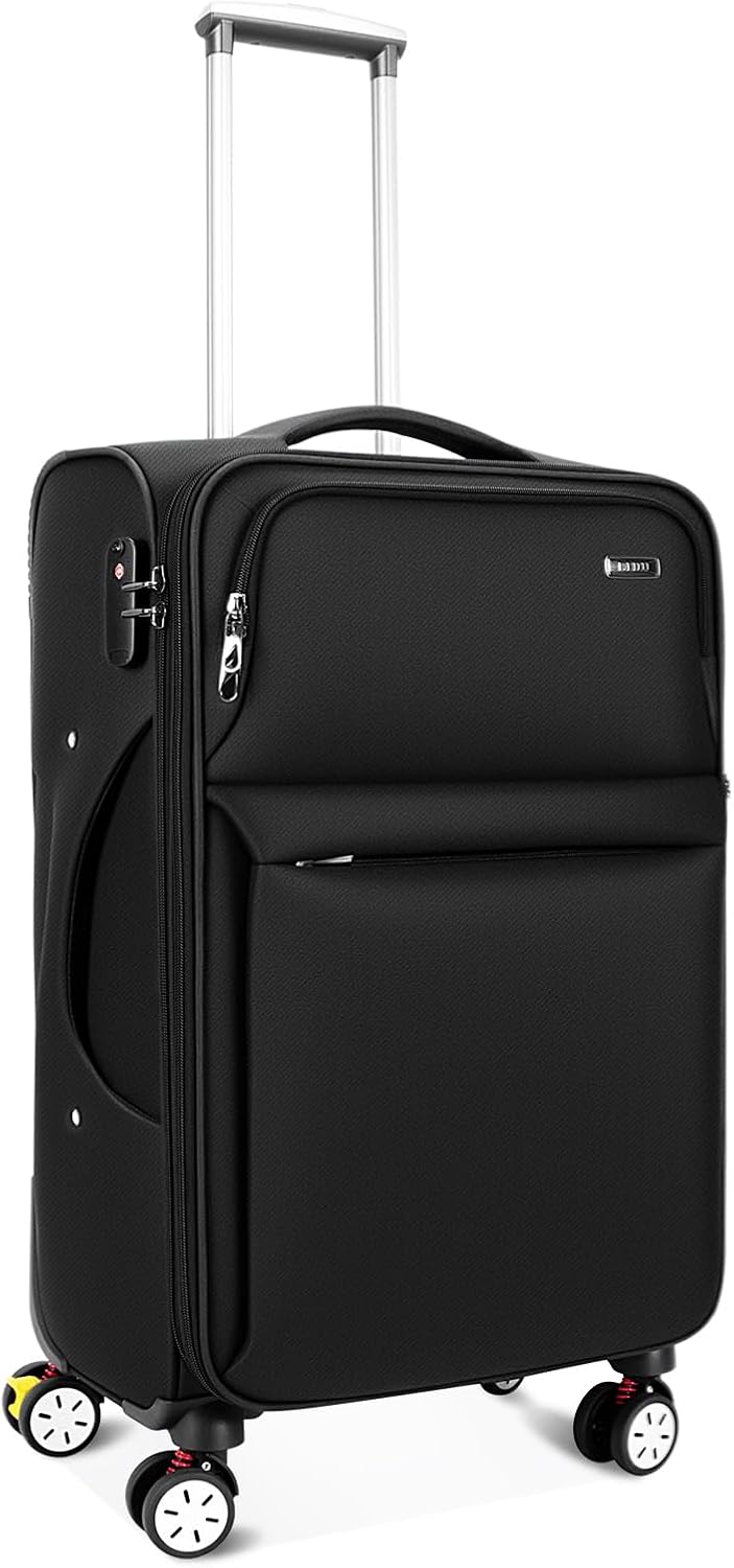 Softside Expandable Carry on Luggage with Spinner Wheels, Lightweight Fabric Suitcase with TSA Lock, Smooth Rolling Travel Luggage for Business and Vacation, 21 Inch