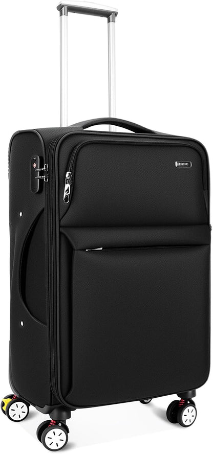 Softside Expandable Carry on Luggage with Spinner Wheels, Lightweight Fabric Suitcase with TSA Lock, Smooth Rolling Travel Luggage for Business and Vacation, 21 Inch