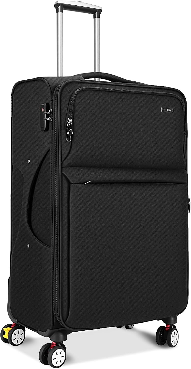 Softside Expandable Carry on Luggage with Spinner Wheels, Lightweight Fabric Suitcase with TSA Lock, Smooth Rolling Travel Luggage for Business and Vacation, 21 Inch