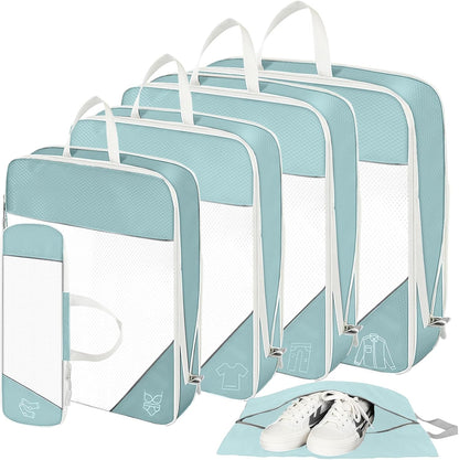 Compression Packing Cubes for Suitcases 6 Set Travel Luggage Organizer Packing For Storage Clothes Shoes