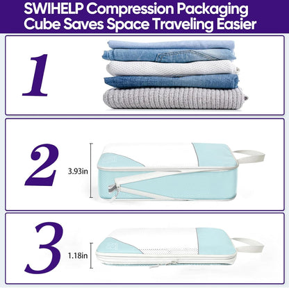 Compression Packing Cubes for Suitcases 6 Set Travel Luggage Organizer Packing For Storage Clothes Shoes