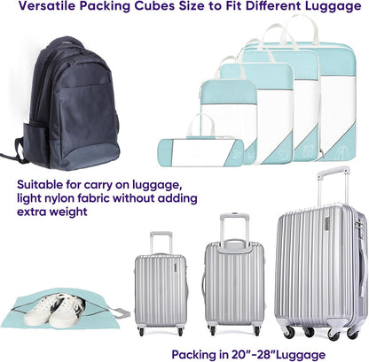 Compression Packing Cubes for Suitcases 6 Set Travel Luggage Organizer Packing For Storage Clothes Shoes