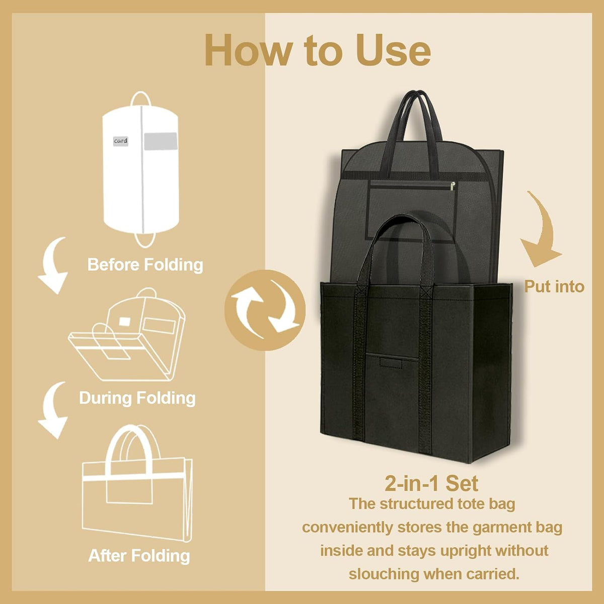 Long Garment Bag for Men, Foldable Coat Travel Bag with Shoe Pocket | Store winter coats, jackets and suits with a foldable garment bag featuring shoe storage for travel, closets and trips