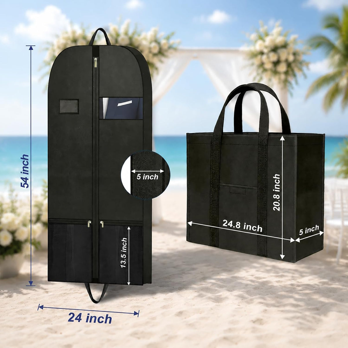 Long Garment Bag for Men, Foldable Coat Travel Bag with Shoe Pocket | Store winter coats, jackets and suits with a foldable garment bag featuring shoe storage for travel, closets and trips
