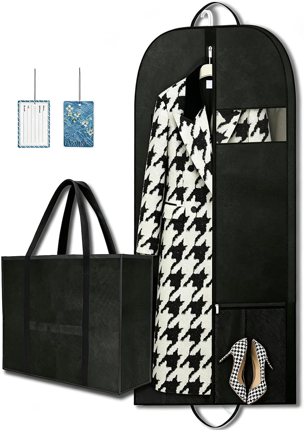 Long Garment Bag for Men, Foldable Coat Travel Bag with Shoe Pocket | Store winter coats, jackets and suits with a foldable garment bag featuring shoe storage for travel, closets and trips