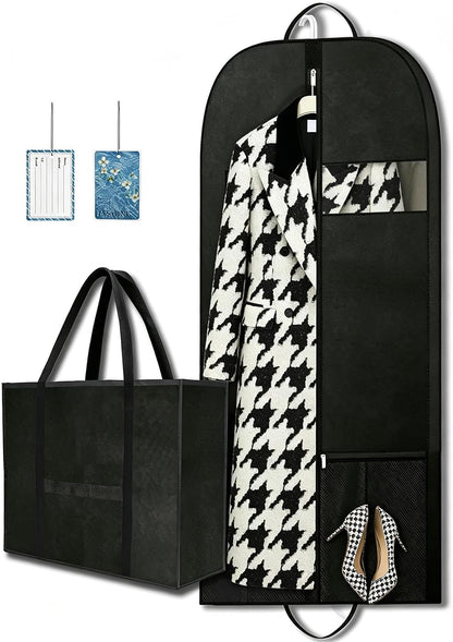 Long Garment Bag for Men, Foldable Coat Travel Bag with Shoe Pocket | Store winter coats, jackets and suits with a foldable garment bag featuring shoe storage for travel, closets and trips
