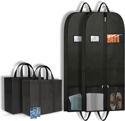 Long Garment Bag for Men, Foldable Coat Travel Bag with Shoe Pocket | Store winter coats, jackets and suits with a foldable garment bag featuring shoe storage for travel, closets and trips