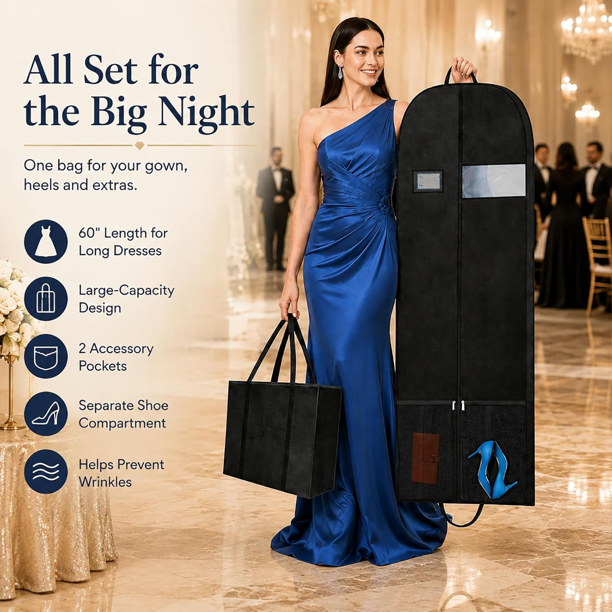 Long Garment Bag for Men, Foldable Coat Travel Bag with Shoe Pocket | Store winter coats, jackets and suits with a foldable garment bag featuring shoe storage for travel, closets and trips