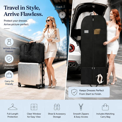 Long Garment Bag for Men, Foldable Coat Travel Bag with Shoe Pocket | Store winter coats, jackets and suits with a foldable garment bag featuring shoe storage for travel, closets and trips