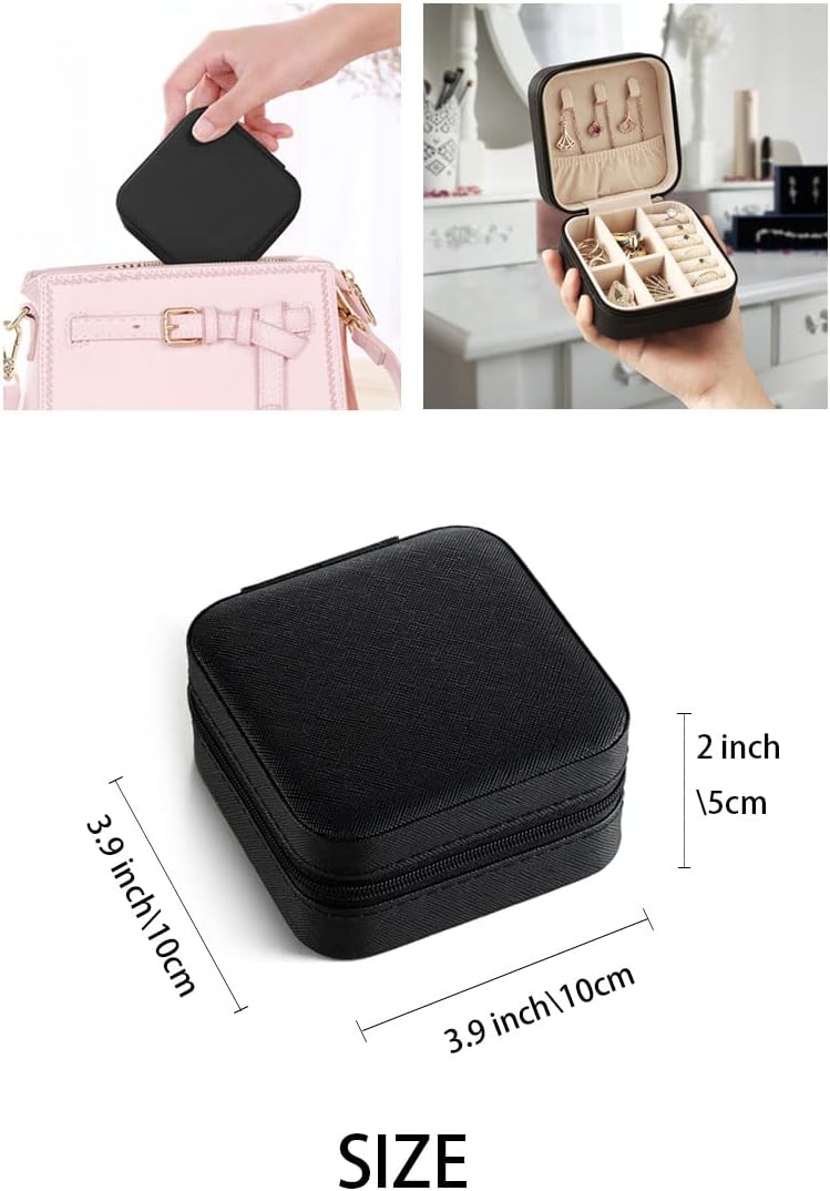 Travel Jewelry Case, Mini Portable Jewelry Travel Boxes, Small Jewelry Organizer for Rings, Earrings, Pendants, Watches, Necklaces, Lipsticks Organizer Storage Holder Case (Pink)