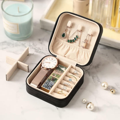 Travel Jewelry Case, Mini Portable Jewelry Travel Boxes, Small Jewelry Organizer for Rings, Earrings, Pendants, Watches, Necklaces, Lipsticks Organizer Storage Holder Case (Pink)