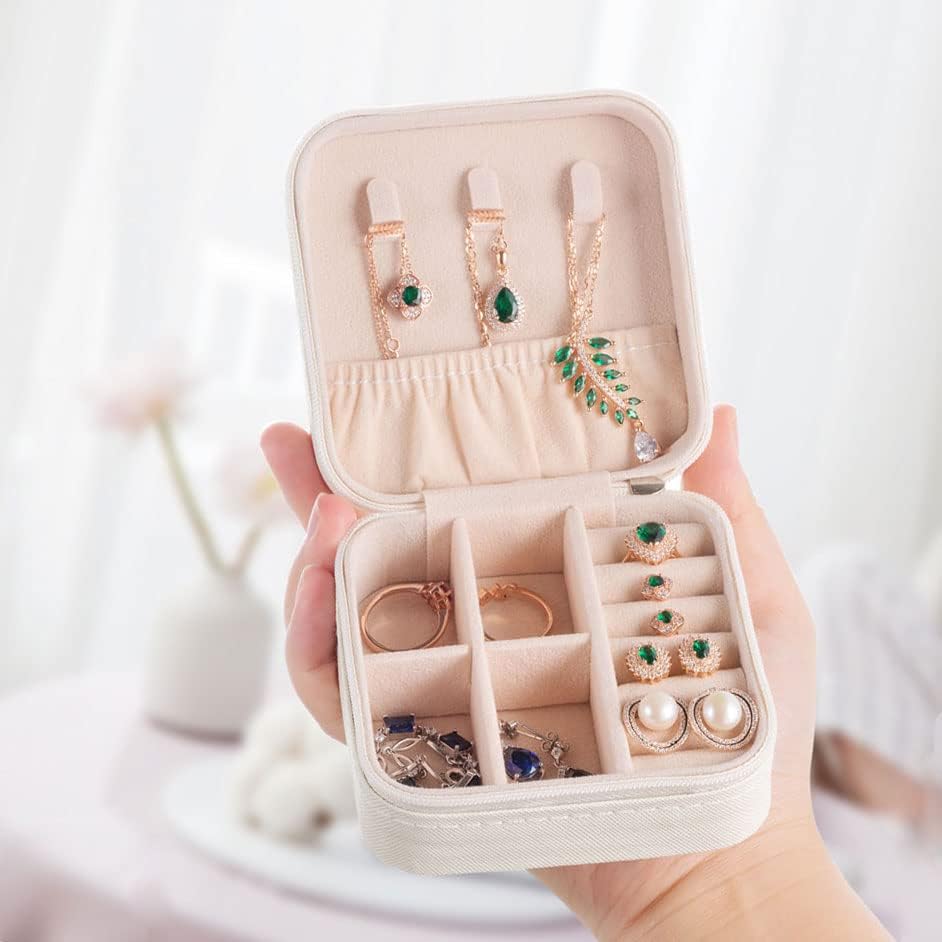 Travel Jewelry Case, Mini Portable Jewelry Travel Boxes, Small Jewelry Organizer for Rings, Earrings, Pendants, Watches, Necklaces, Lipsticks Organizer Storage Holder Case (Pink)