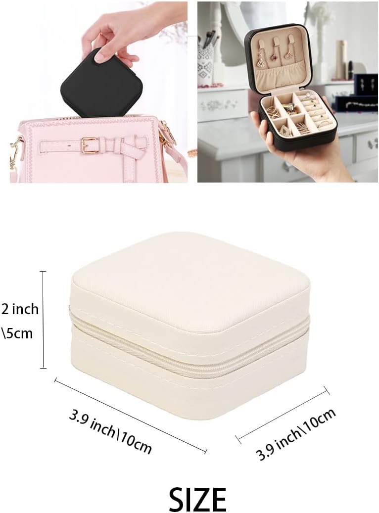 Travel Jewelry Case, Mini Portable Jewelry Travel Boxes, Small Jewelry Organizer for Rings, Earrings, Pendants, Watches, Necklaces, Lipsticks Organizer Storage Holder Case (Pink)