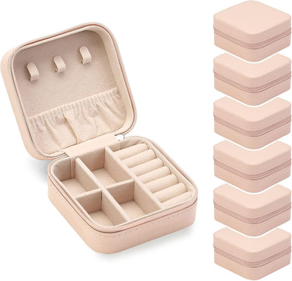 Travel Jewelry Case, Mini Portable Jewelry Travel Boxes, Small Jewelry Organizer for Rings, Earrings, Pendants, Watches, Necklaces, Lipsticks Organizer Storage Holder Case (Pink)