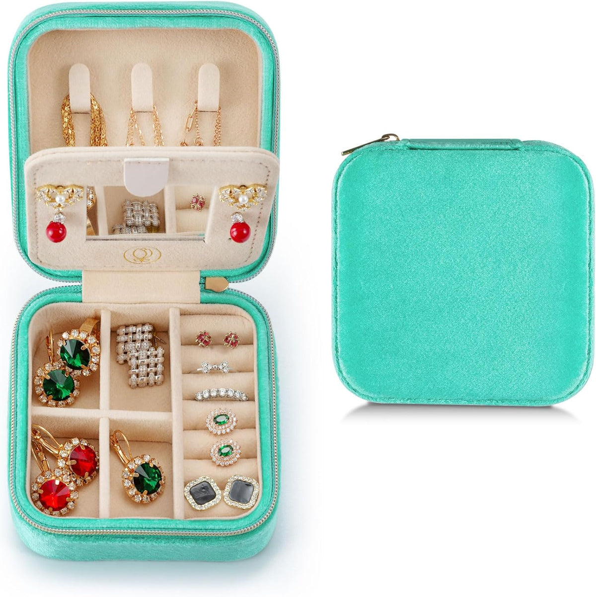 Travel Jewelry Case, Mini Portable Jewelry Travel Boxes, Small Jewelry Organizer for Rings, Earrings, Pendants, Watches, Necklaces, Lipsticks Organizer Storage Holder Case (Pink)