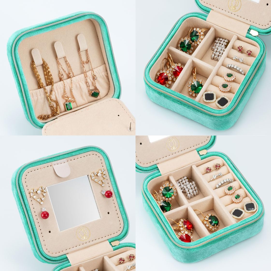 Travel Jewelry Case, Mini Portable Jewelry Travel Boxes, Small Jewelry Organizer for Rings, Earrings, Pendants, Watches, Necklaces, Lipsticks Organizer Storage Holder Case (Pink)