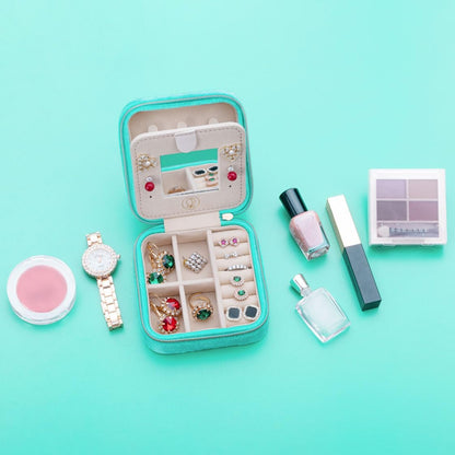 Travel Jewelry Case, Mini Portable Jewelry Travel Boxes, Small Jewelry Organizer for Rings, Earrings, Pendants, Watches, Necklaces, Lipsticks Organizer Storage Holder Case (Pink)