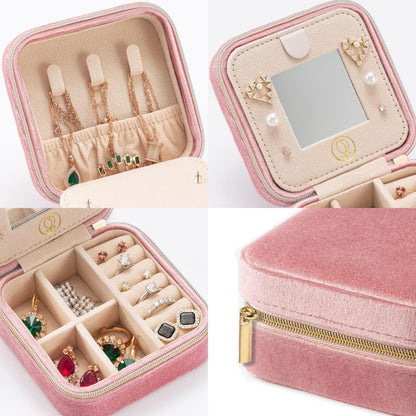 Travel Jewelry Case, Mini Portable Jewelry Travel Boxes, Small Jewelry Organizer for Rings, Earrings, Pendants, Watches, Necklaces, Lipsticks Organizer Storage Holder Case (Pink)