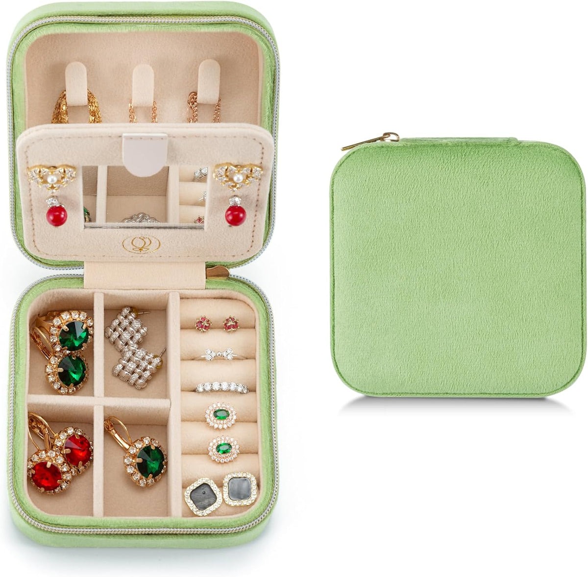 Travel Jewelry Case, Mini Portable Jewelry Travel Boxes, Small Jewelry Organizer for Rings, Earrings, Pendants, Watches, Necklaces, Lipsticks Organizer Storage Holder Case (Pink)