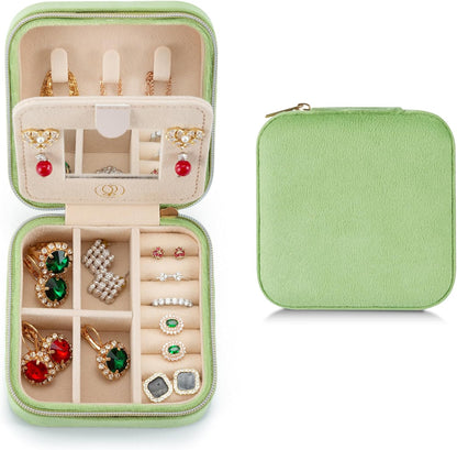 Travel Jewelry Case, Mini Portable Jewelry Travel Boxes, Small Jewelry Organizer for Rings, Earrings, Pendants, Watches, Necklaces, Lipsticks Organizer Storage Holder Case (Pink)