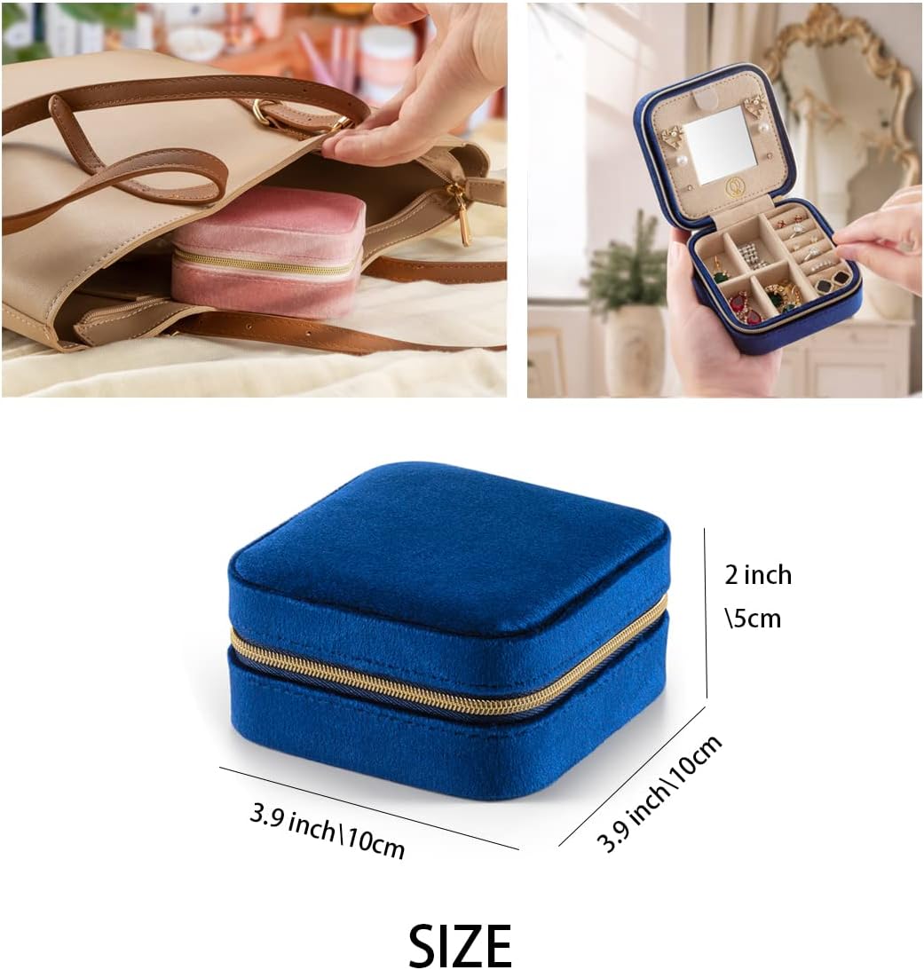Travel Jewelry Case, Mini Portable Jewelry Travel Boxes, Small Jewelry Organizer for Rings, Earrings, Pendants, Watches, Necklaces, Lipsticks Organizer Storage Holder Case (Pink)