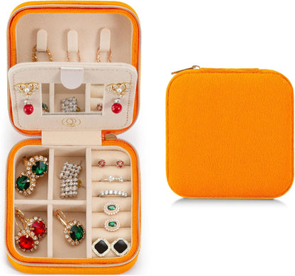 Travel Jewelry Case, Mini Portable Jewelry Travel Boxes, Small Jewelry Organizer for Rings, Earrings, Pendants, Watches, Necklaces, Lipsticks Organizer Storage Holder Case (Pink)