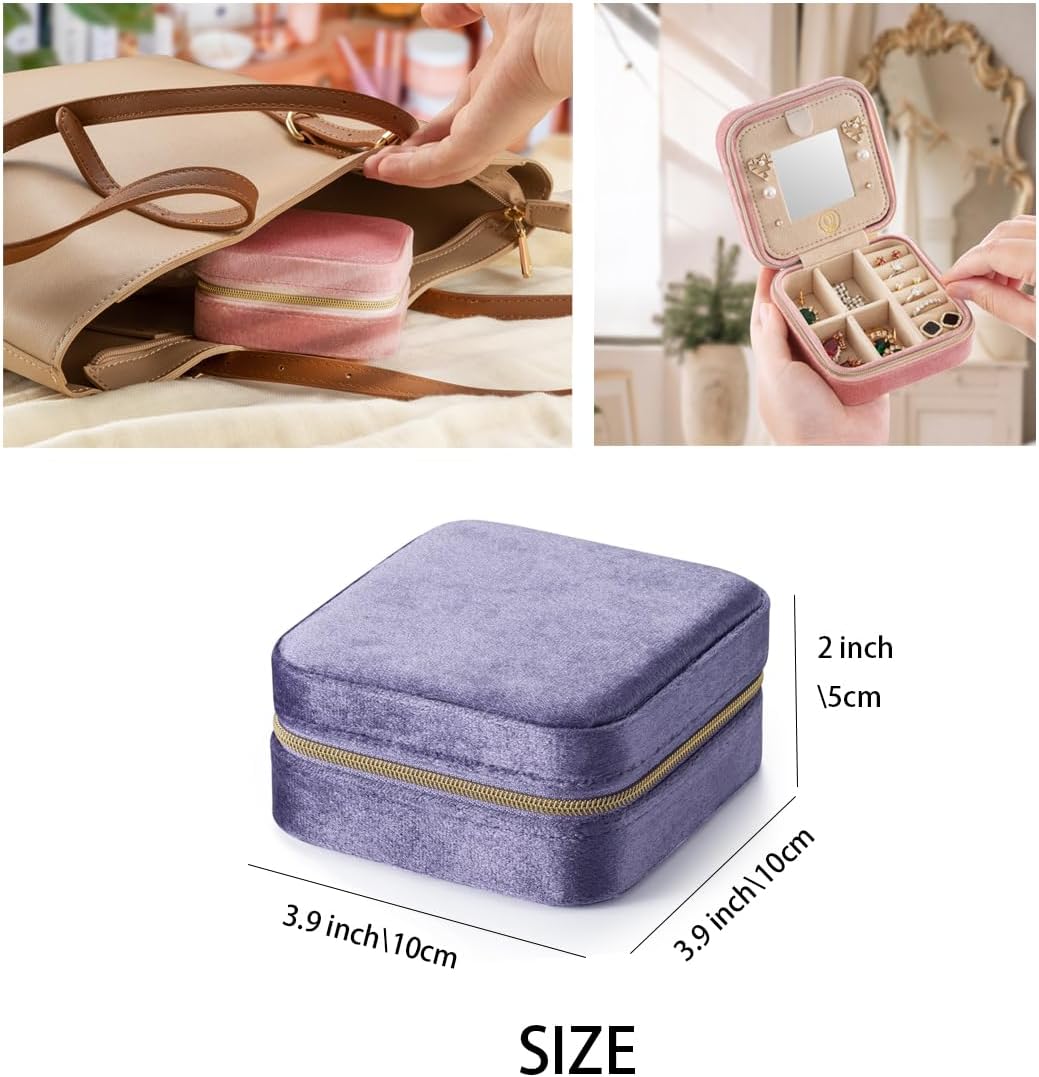 Travel Jewelry Case, Mini Portable Jewelry Travel Boxes, Small Jewelry Organizer for Rings, Earrings, Pendants, Watches, Necklaces, Lipsticks Organizer Storage Holder Case (Pink)