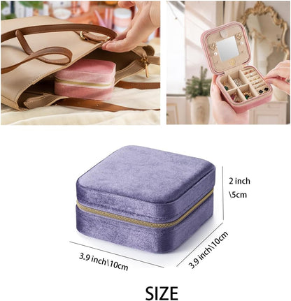 Travel Jewelry Case, Mini Portable Jewelry Travel Boxes, Small Jewelry Organizer for Rings, Earrings, Pendants, Watches, Necklaces, Lipsticks Organizer Storage Holder Case (Pink)