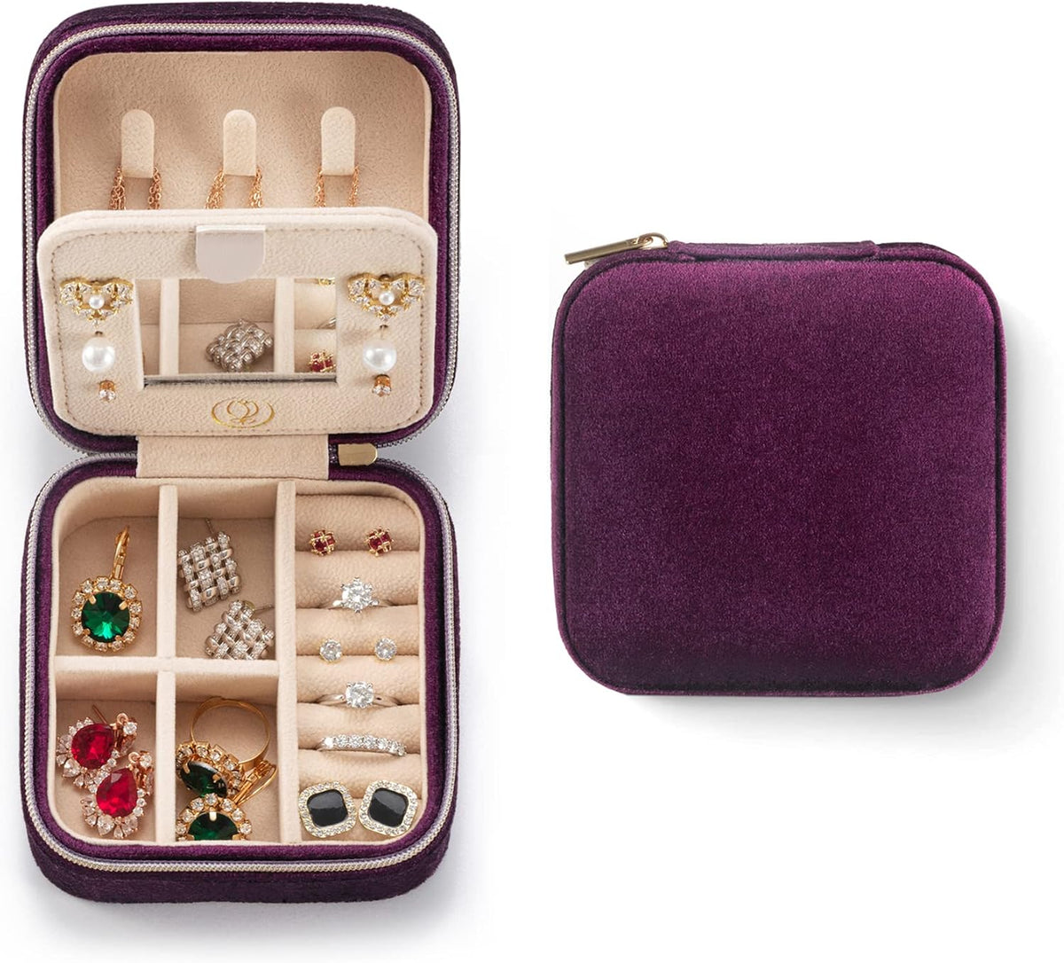 Travel Jewelry Case, Mini Portable Jewelry Travel Boxes, Small Jewelry Organizer for Rings, Earrings, Pendants, Watches, Necklaces, Lipsticks Organizer Storage Holder Case (Pink)