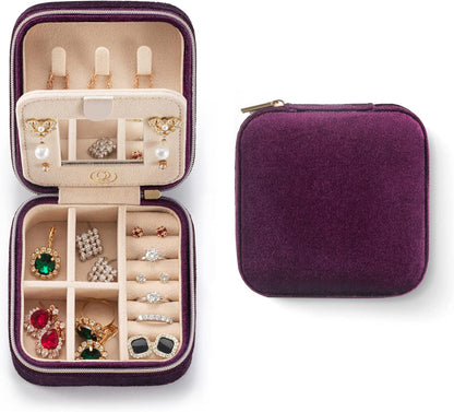 Travel Jewelry Case, Mini Portable Jewelry Travel Boxes, Small Jewelry Organizer for Rings, Earrings, Pendants, Watches, Necklaces, Lipsticks Organizer Storage Holder Case (Pink)