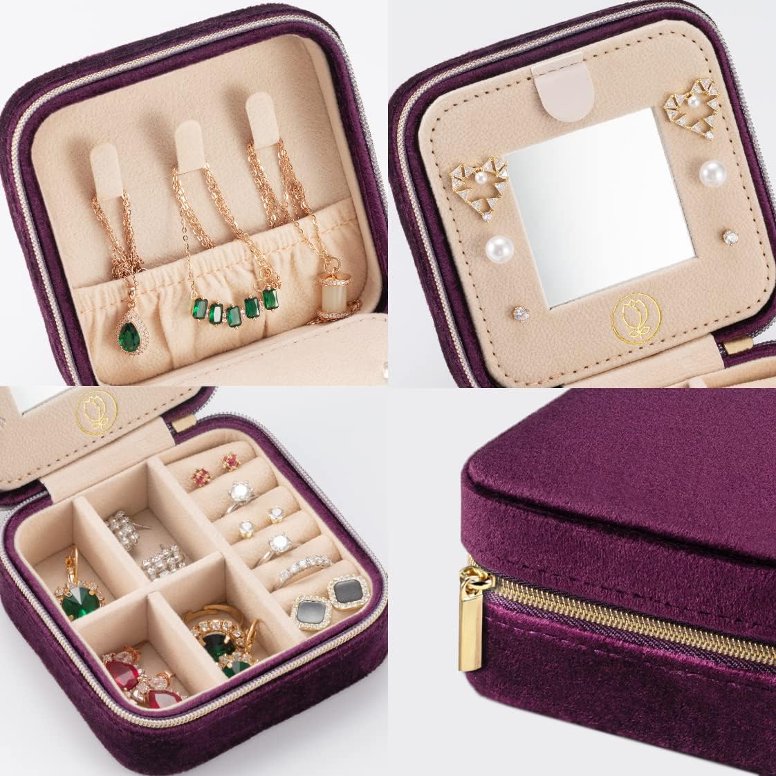 Travel Jewelry Case, Mini Portable Jewelry Travel Boxes, Small Jewelry Organizer for Rings, Earrings, Pendants, Watches, Necklaces, Lipsticks Organizer Storage Holder Case (Pink)
