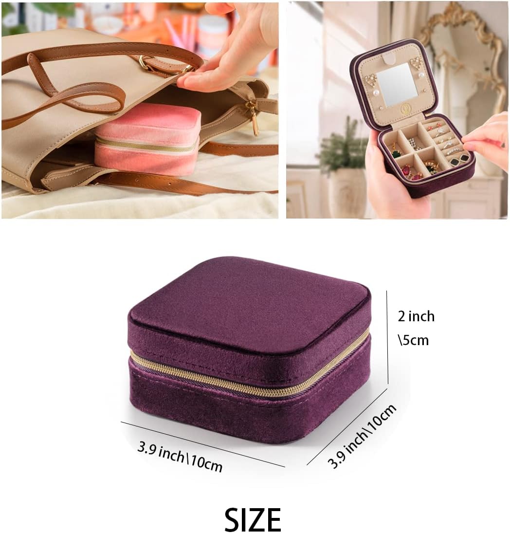 Travel Jewelry Case, Mini Portable Jewelry Travel Boxes, Small Jewelry Organizer for Rings, Earrings, Pendants, Watches, Necklaces, Lipsticks Organizer Storage Holder Case (Pink)