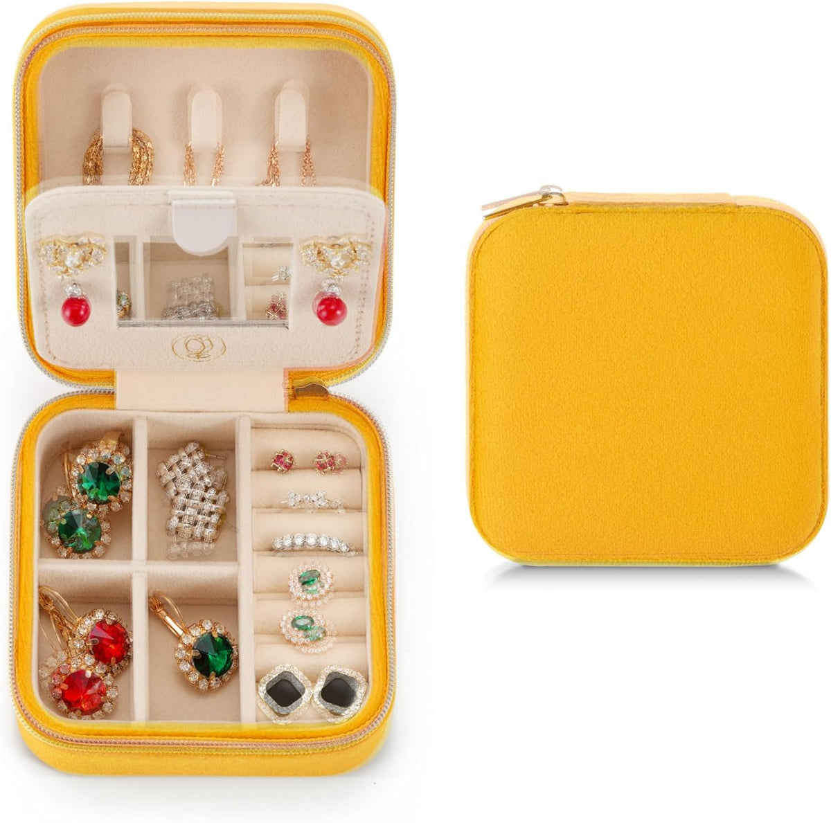 Travel Jewelry Case, Mini Portable Jewelry Travel Boxes, Small Jewelry Organizer for Rings, Earrings, Pendants, Watches, Necklaces, Lipsticks Organizer Storage Holder Case (Pink)