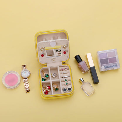 Travel Jewelry Case, Mini Portable Jewelry Travel Boxes, Small Jewelry Organizer for Rings, Earrings, Pendants, Watches, Necklaces, Lipsticks Organizer Storage Holder Case (Pink)