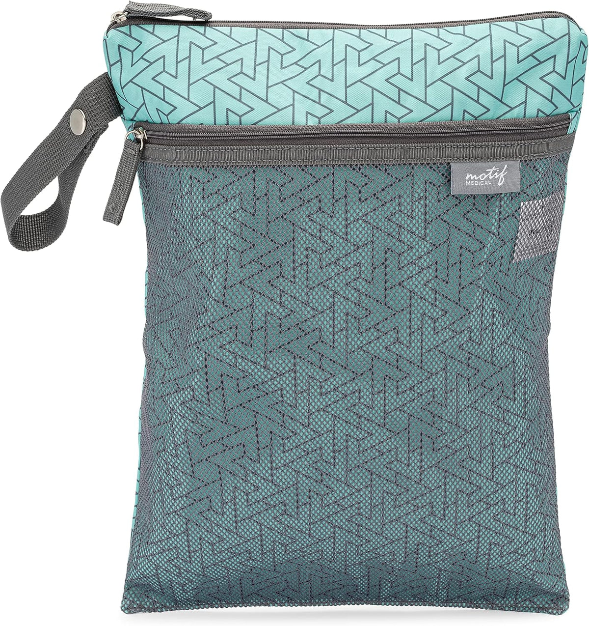 Baby Wet Dry Bag - Double-Compartment Bag for Wet Clothes & Dry Items - Travel Laundry Bags for Moms On-the-Go - Diaper Wet Bag for Pump Parts, Dirty Baby Clothes, Swimsuits (Aqua)